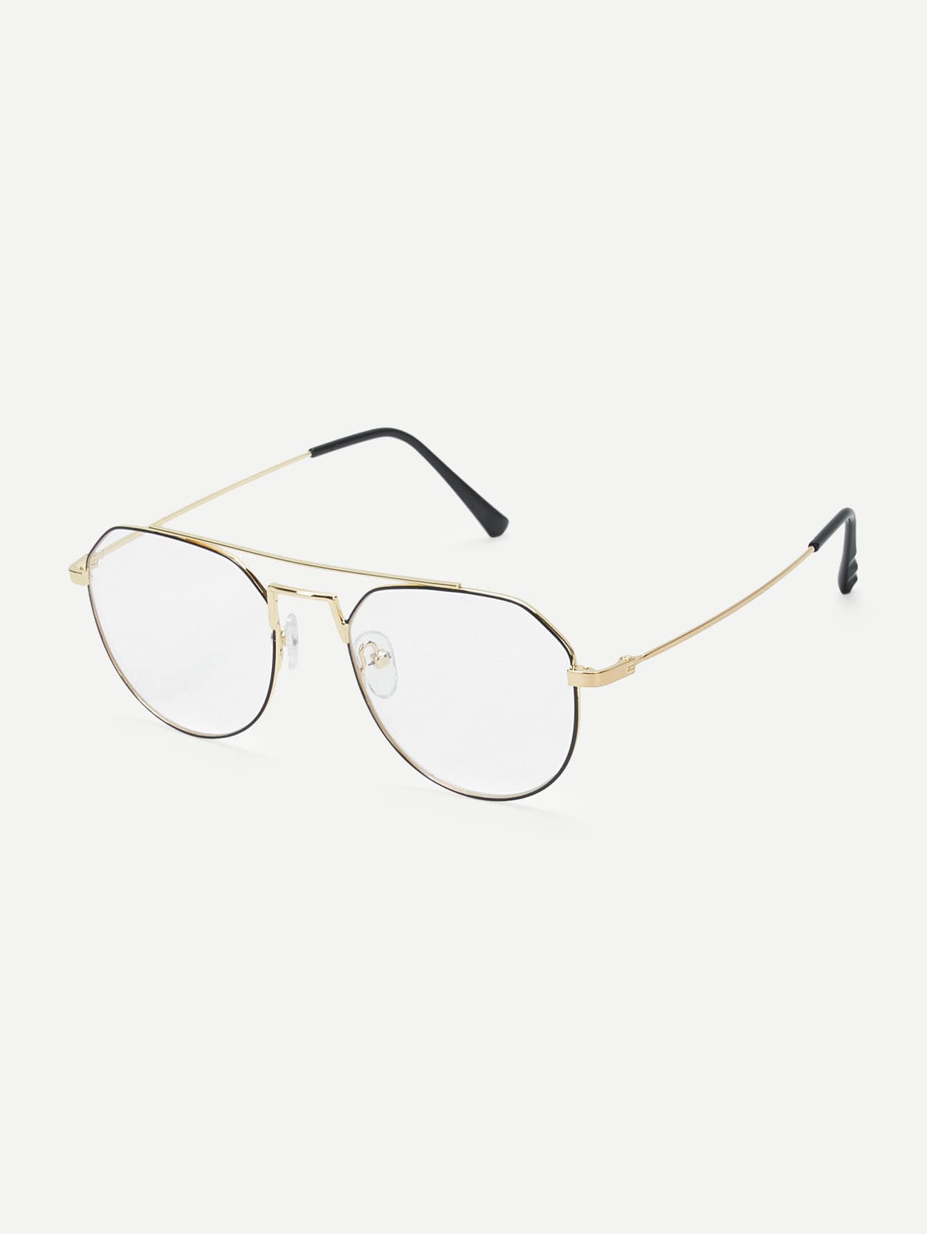Gold Top Bar Metal Frame Glasses