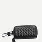 PU Leather Black Solid Braided Key Bag