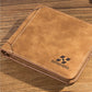 PU Leather Brown Mini Fold Over Wallet With Card Holder