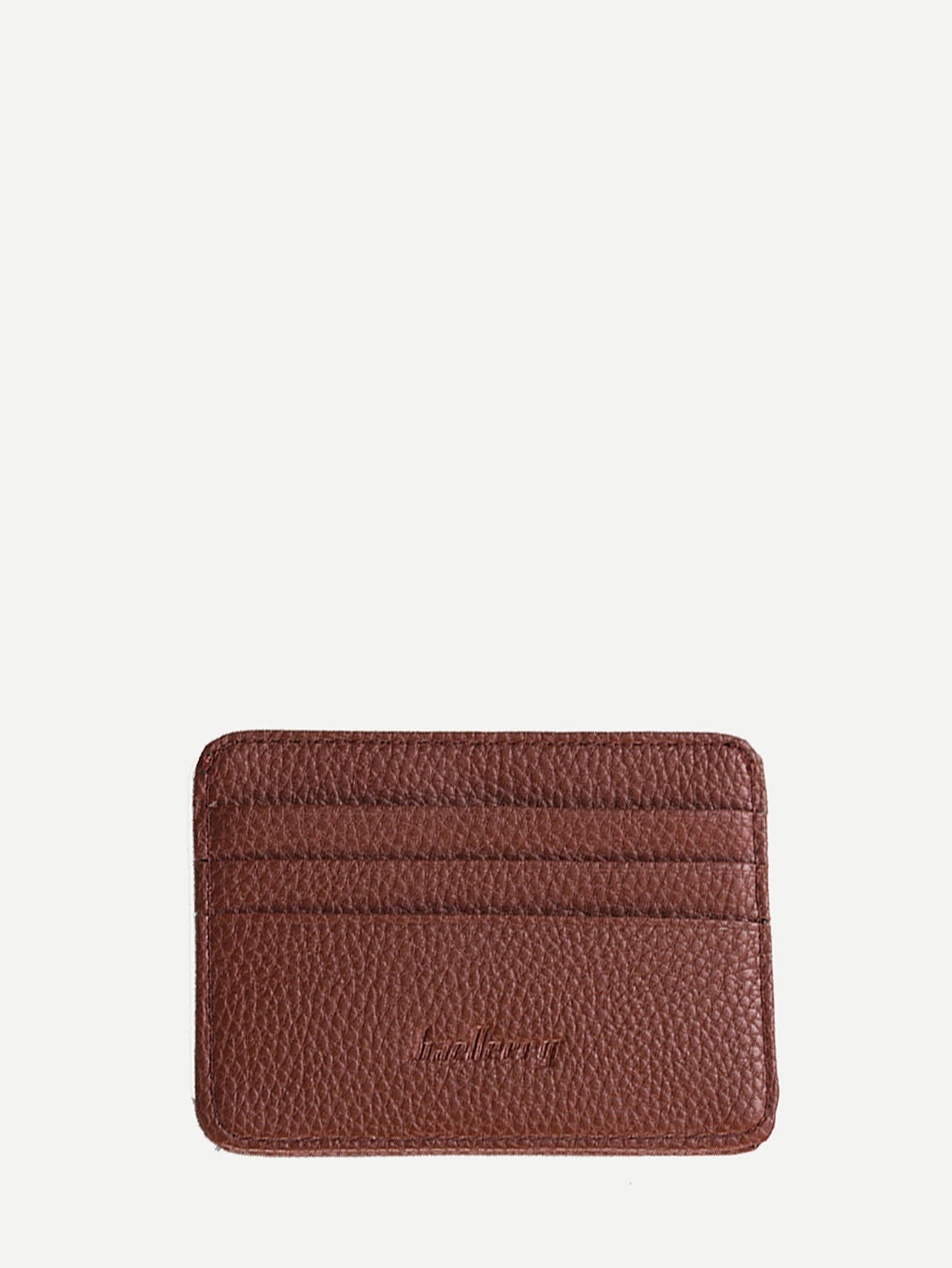 PU Leather Coffee Textured Detail Solid Wallet