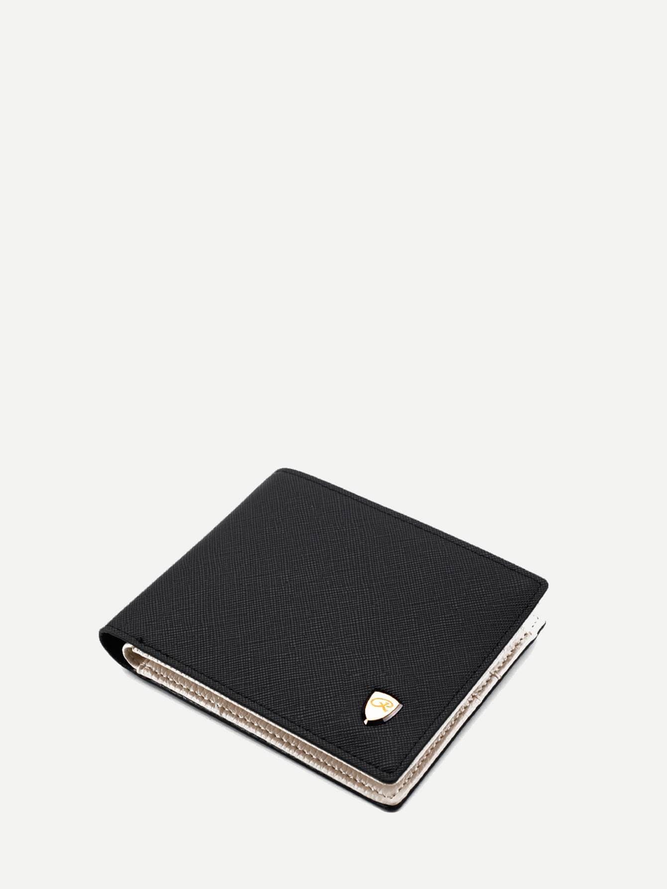 PU Leather Black Fold Over Wallet With Card Slot