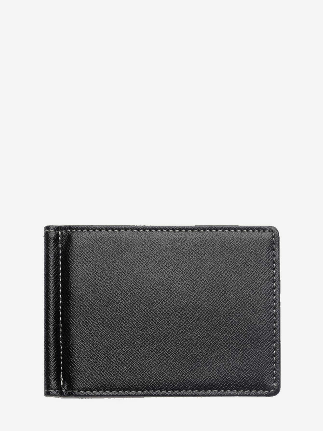 PU Leather Grey Fold Over Wallet With Card Holder