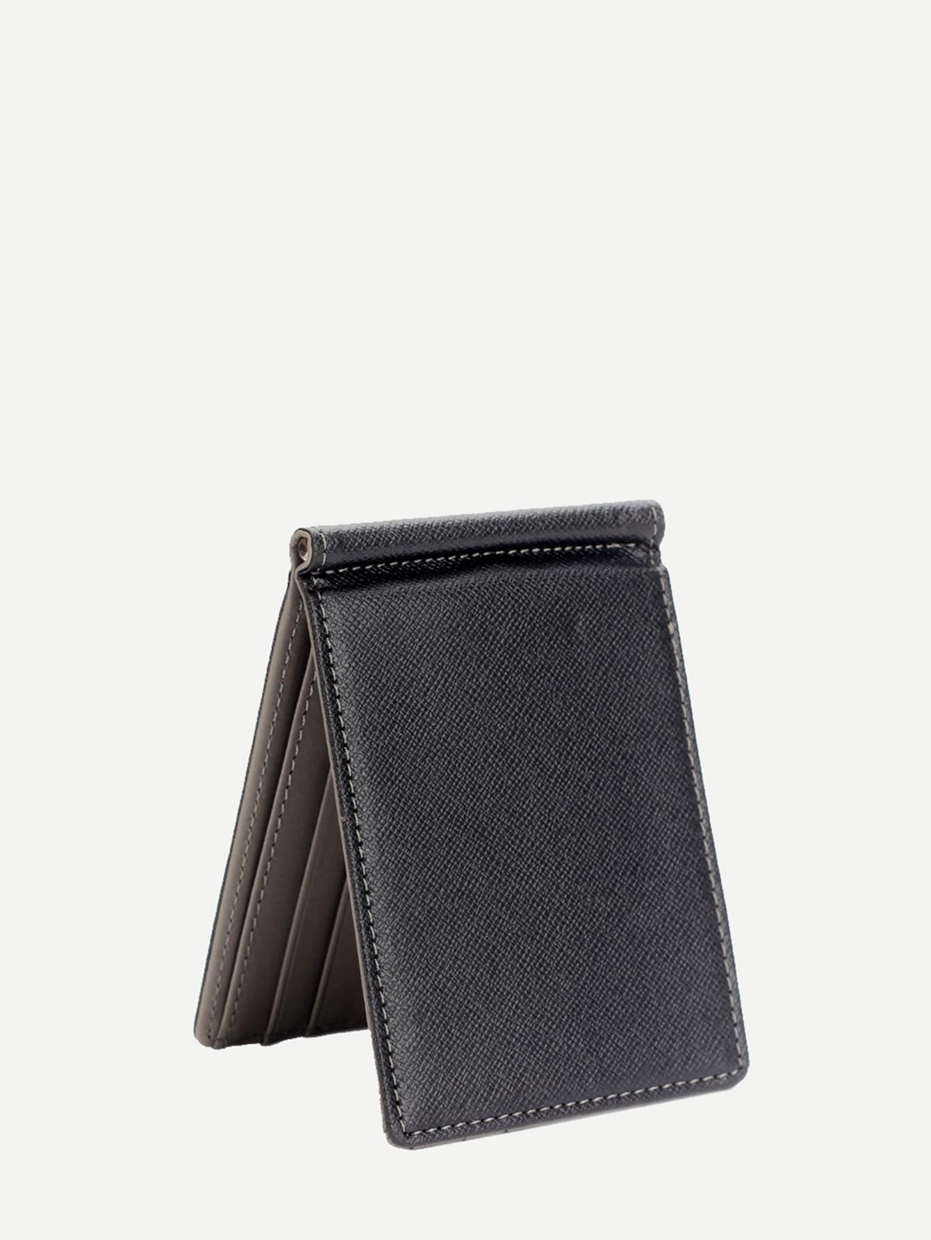 PU Leather Grey Fold Over Wallet With Card Holder