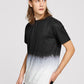 Black and White Short Sleeve Two-tone Ombre T-shirt