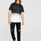 Black and White Short Sleeve Two-tone Ombre T-shirt