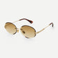 Khaki Oval Lens Rimless Sunglasses