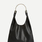 Black Plain Tote Bag With Metal Handle