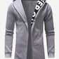Grey Long Sleeve Letter Print Open Front Hoodie