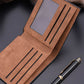 Brown PU Leather Fold Over Solid Wallet