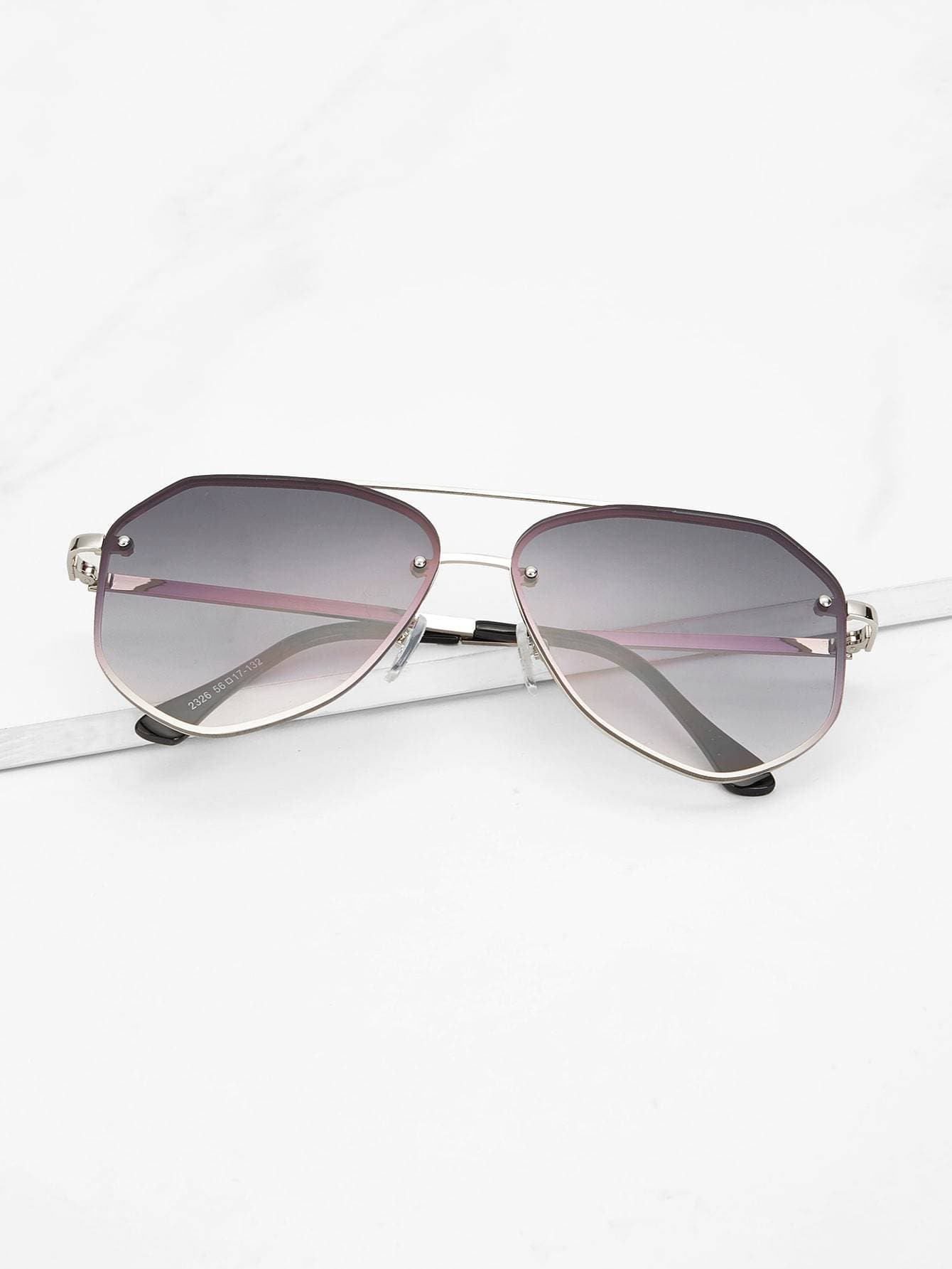Grey Top Bar Ombre Lens Sunglasses