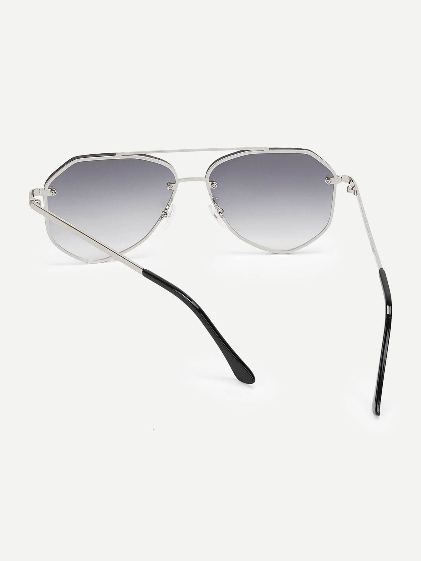 Grey Top Bar Ombre Lens Sunglasses