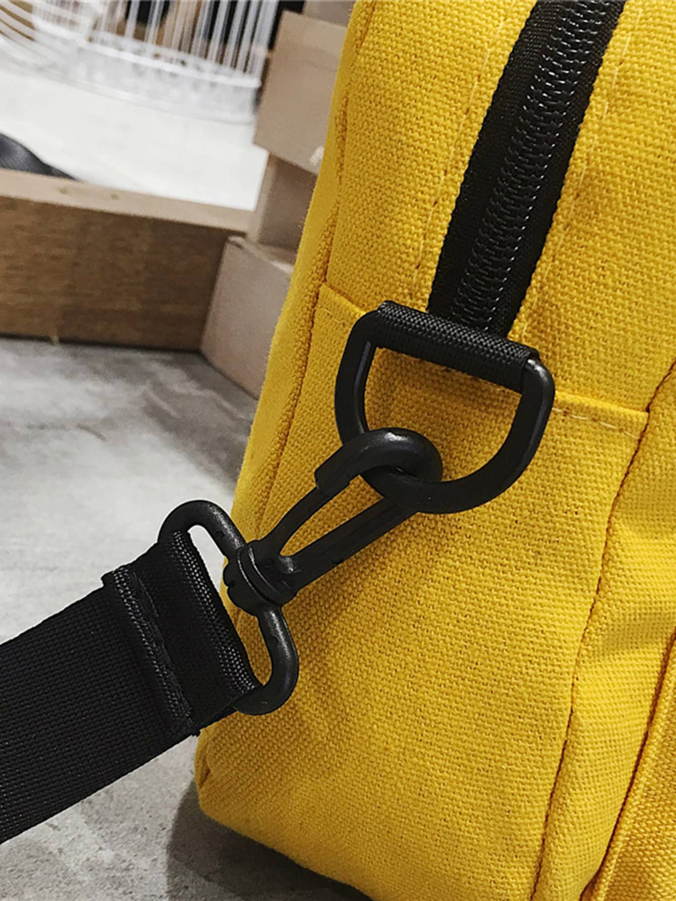 Small Yellow Pocket Front Canvas Crossbody Bag