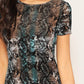 Round Neck Form Fitting Snake Print Dress