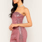 ink Sleeveless Zip Back Sequin Tube Jumpsuit