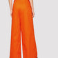 Orange Cotton Buckle Belt Wide Leg Neon Pants