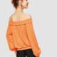 Orange Long Sleeve Off Shoulder Solid Pullover