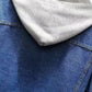 Blue Single Breasted Contrast Hooded Denim Jacket