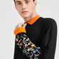 Black Flower Print Sleeve Polo Shirt