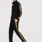 Black Stand Collar Zip Front Pullover & Contrast Side Seam Pants Set