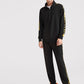 Black Stand Collar Zip Front Pullover & Contrast Side Seam Pants Set