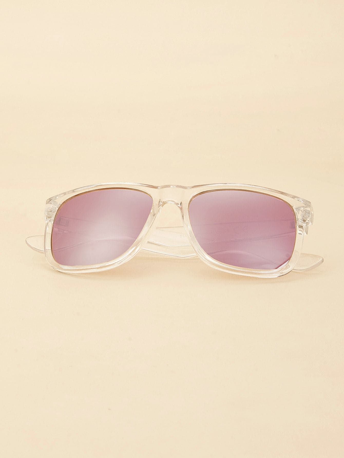 Boho Pink Transparent Frame Tinted Lens Sunglasses