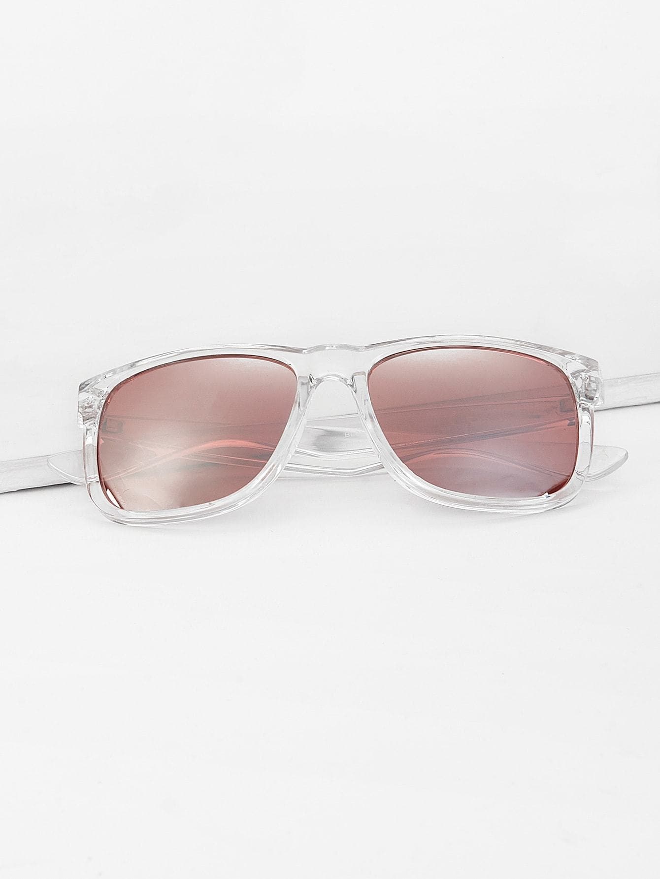 Boho Pink Transparent Frame Tinted Lens Sunglasses