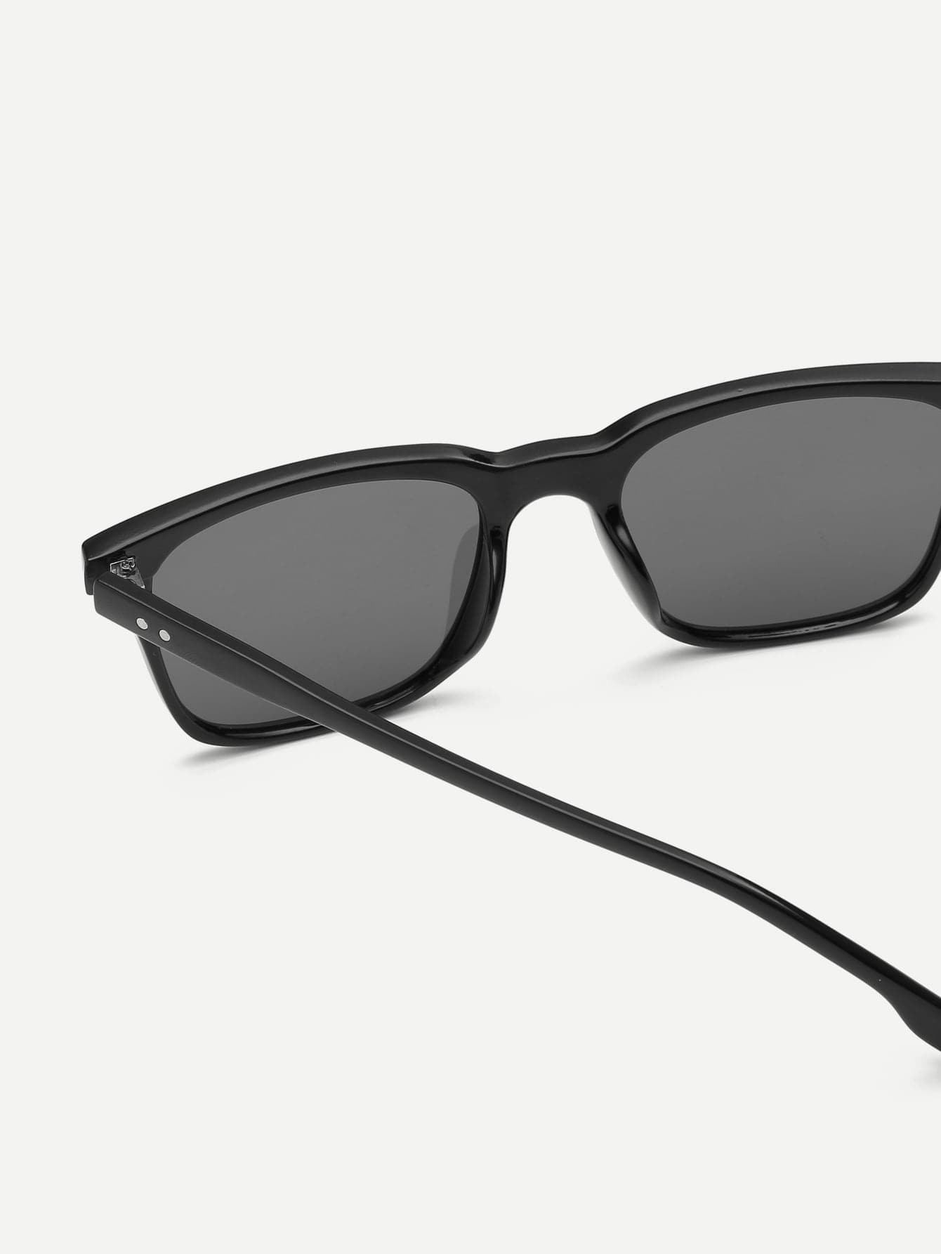 Black Retro Plain Frame Flat Lens Sunglasses