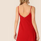 Red Spaghetti Strap Solid Swing Cami Dress
