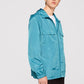 Blue Embroidered Flap Pocket Windbreaker Hoodie Jacket
