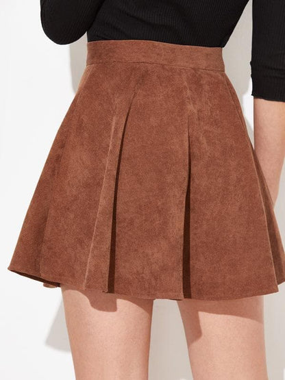 High Waist Button Up Flare Corduroy Mini Skirt