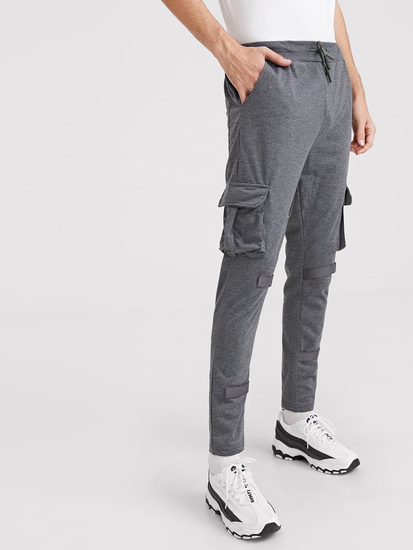 Skinny Grey Solid Pocket Side Cargo Pants – Wear.Style