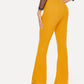 Polyester Elastic High Waist Solid Flare Leg Pants