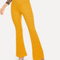 Polyester Elastic High Waist Solid Flare Leg Pants