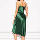 Green Longline Satin Cami Slip Dress