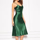 Green Longline Satin Cami Slip Dress