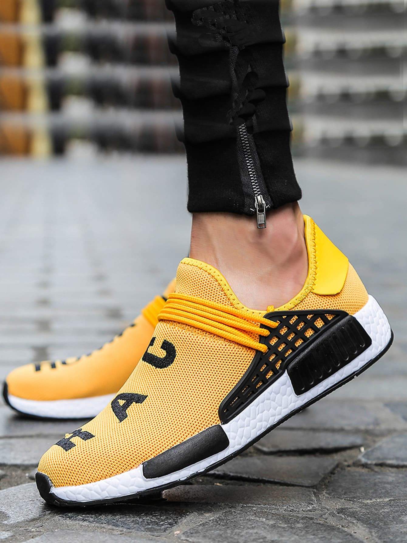 Yellow Slip On Mesh Sneakers