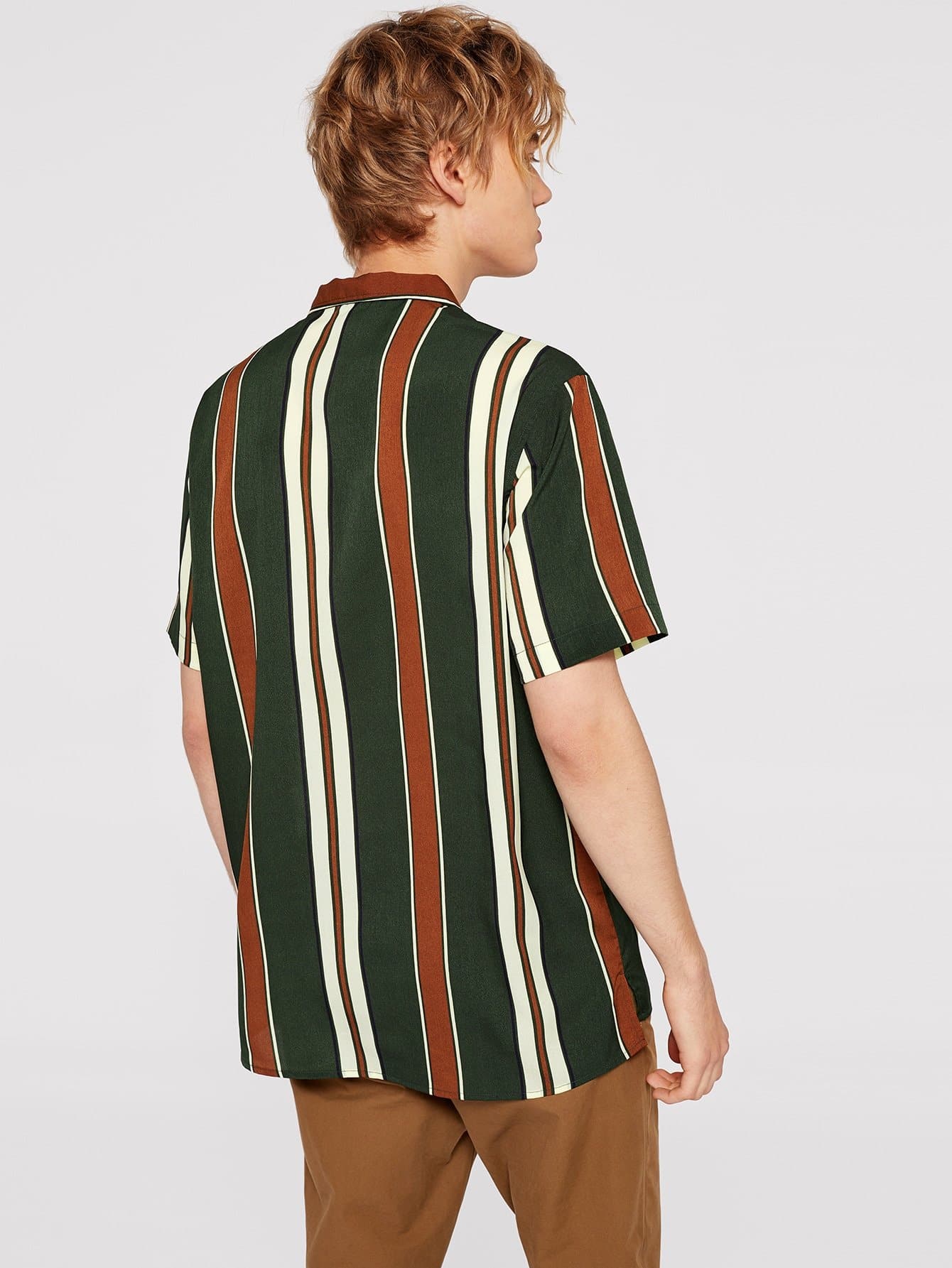 Short Sleeve Colorful Striped Shirt