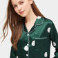 Green Polka Dot Satin Pajama Sleepwear Set
