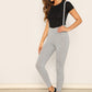 Grey Heathered Gray Leggings With Strap