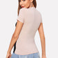 Short Sleeve Mock-neck Color Block Tee