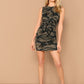 Round Neck Sleeveless Knot Front Camo Print Fitted Dress