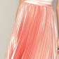 Pink Polyester Elastic Waist Solid Pleated Skirt