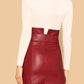 Notch High Waist Leather Look Buckle Belted Skirt