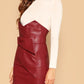 Notch High Waist Leather Look Buckle Belted Skirt