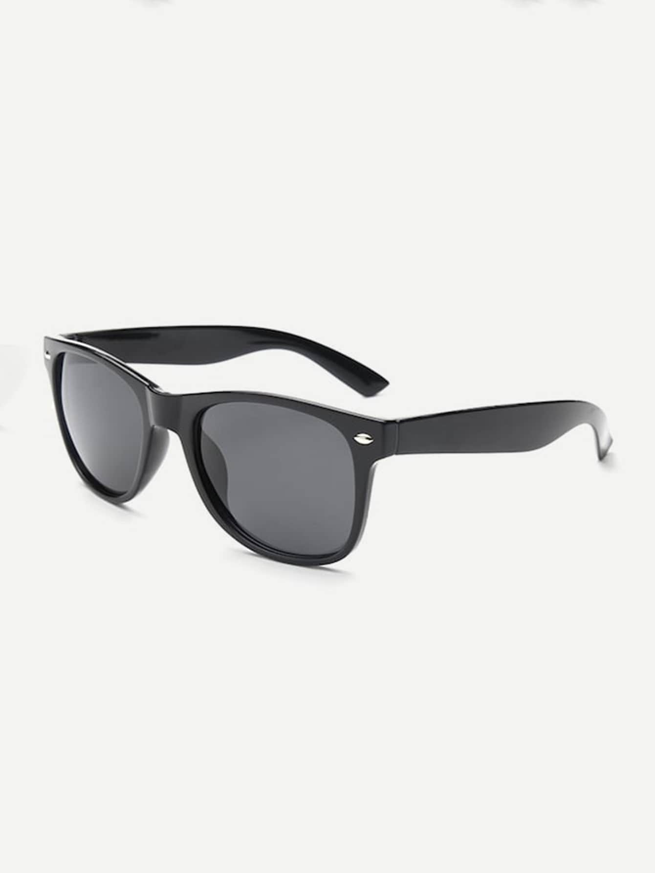 Black Basic Metal Detail Sunglasses