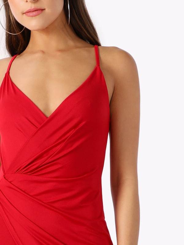 Sleeveless Spaghetti Strap Deep V Neck Surplice Wrap Asymmetrical Cami Dress