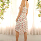 Polyester Sleeveless Floral Print Pleated Ruffle Thick Strap Dress