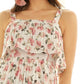 Polyester Sleeveless Floral Print Pleated Ruffle Thick Strap Dress