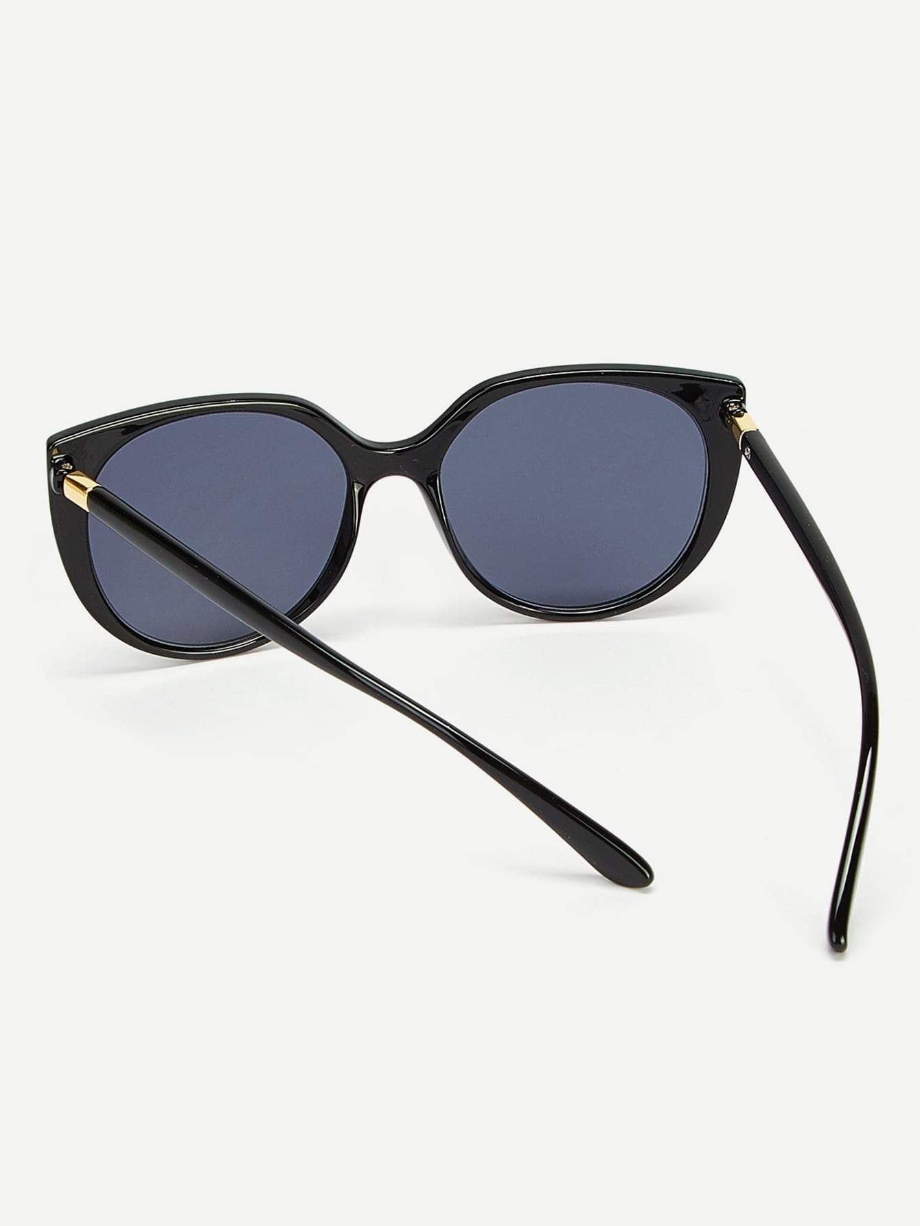 Black Metal Detail Flat Lens Sunglasses