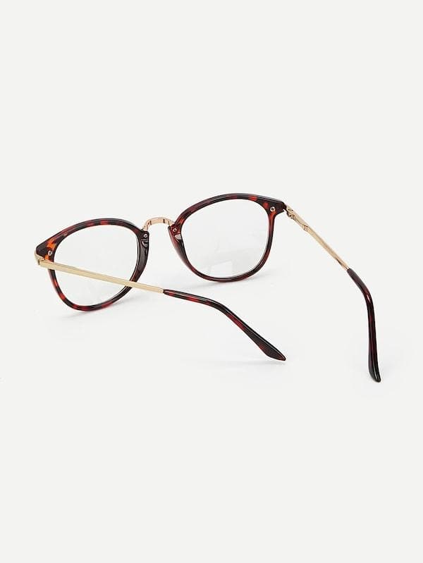 Metal Detail Tortoiseshell Frame Glasses